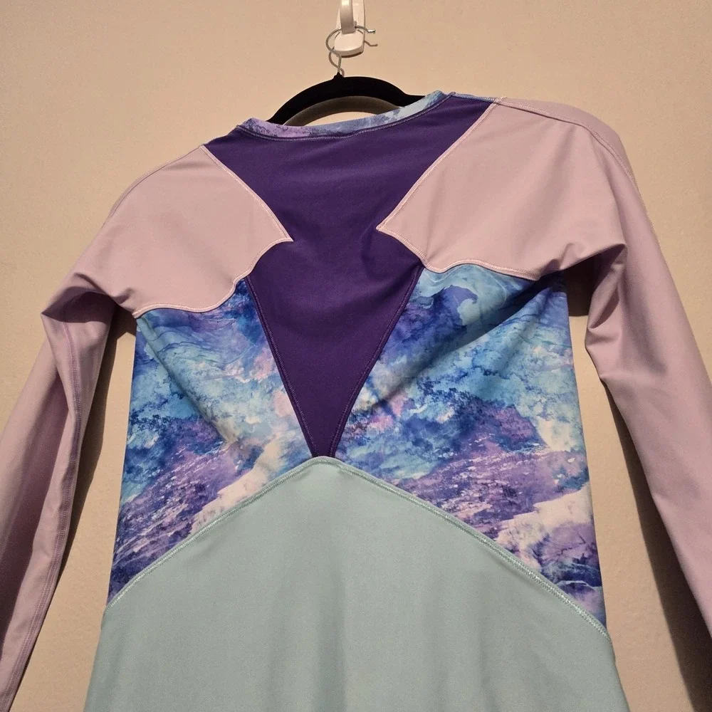 Ivivva by Lululemon Girls Water You Up Rashguard Size 14 Purple Blue Outdoor